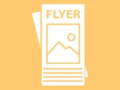 A yellow box with the small pamphlet reading flyer